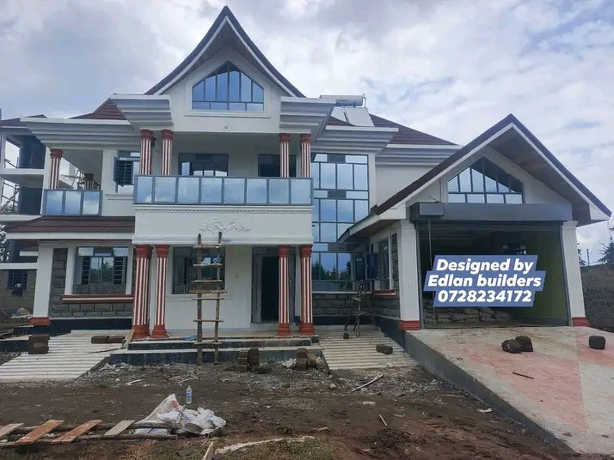 A large two-storey mansion nearing completion, designed by Edlan