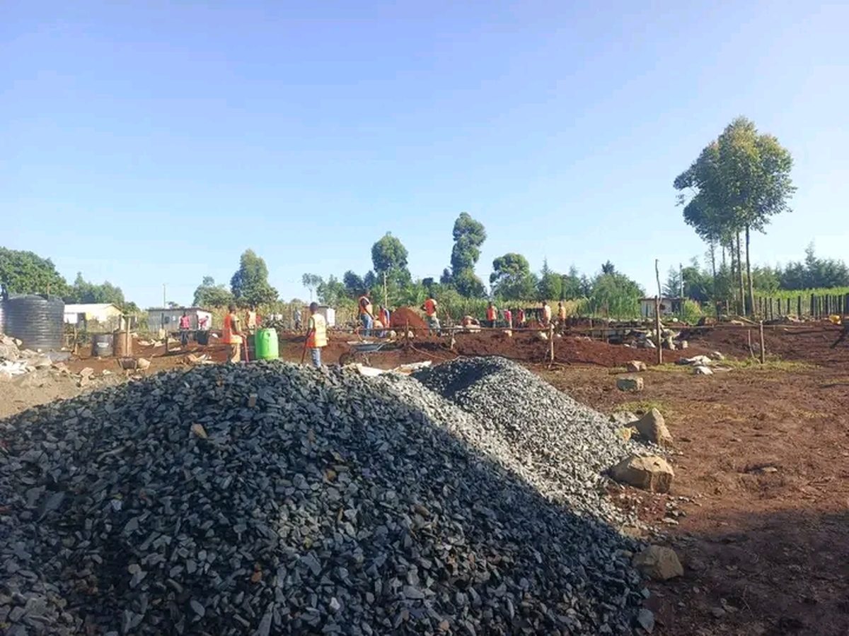 Piles of ballast and construction aggregate ready for delivery